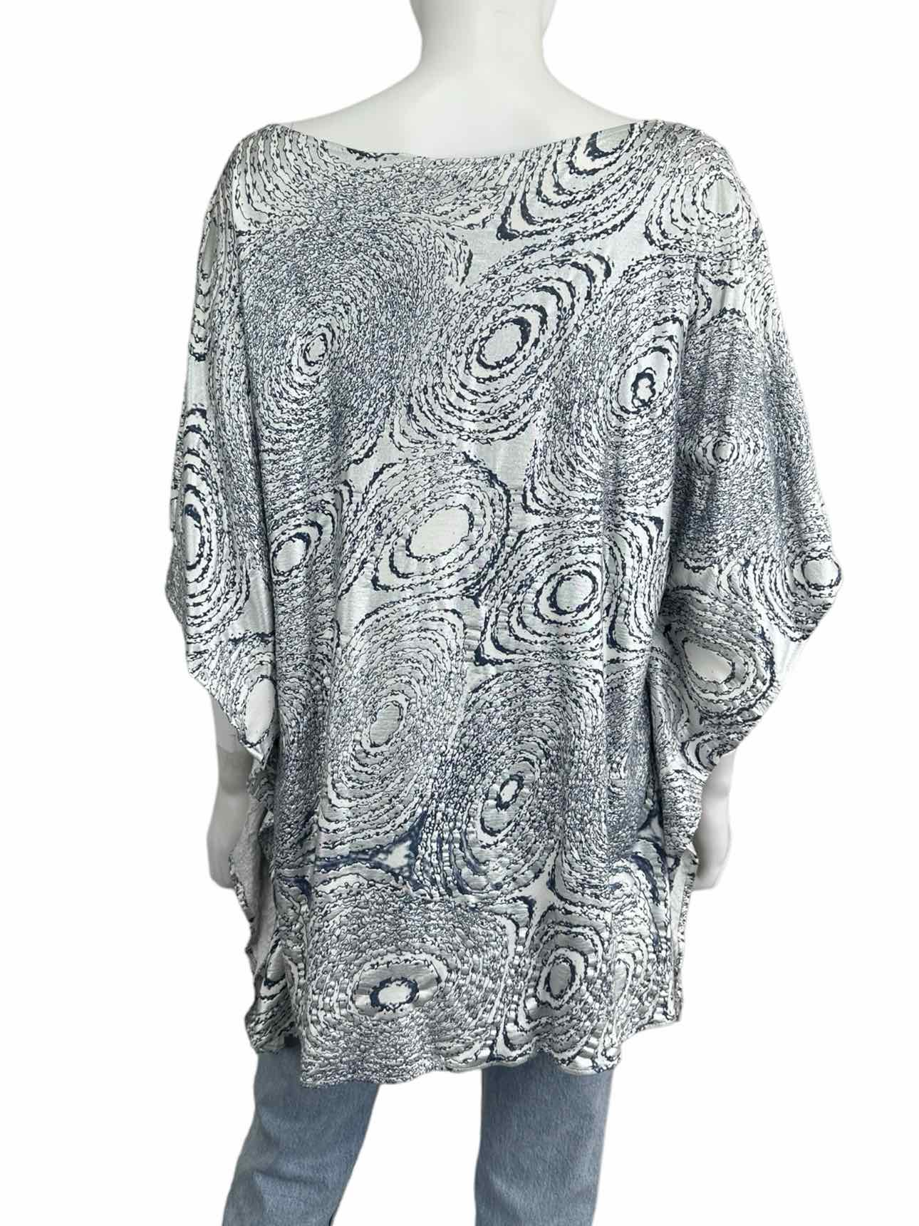 bryn walker Blue Metallic Print Tunic Size M