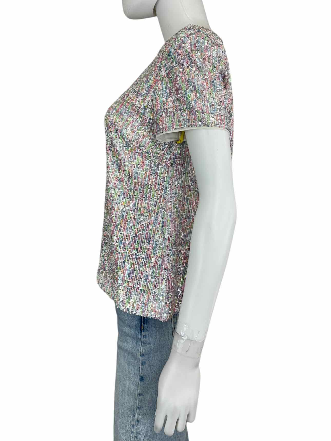 CeCe NWT Rainbow Sequin Blouse Size 4