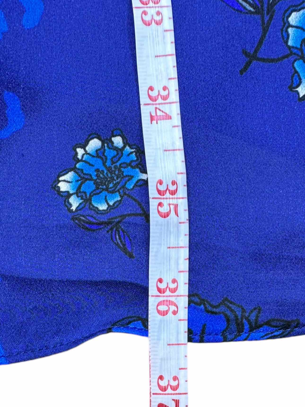 ELIE TAHARI Blue Floral Print Cocktail Dress Size M