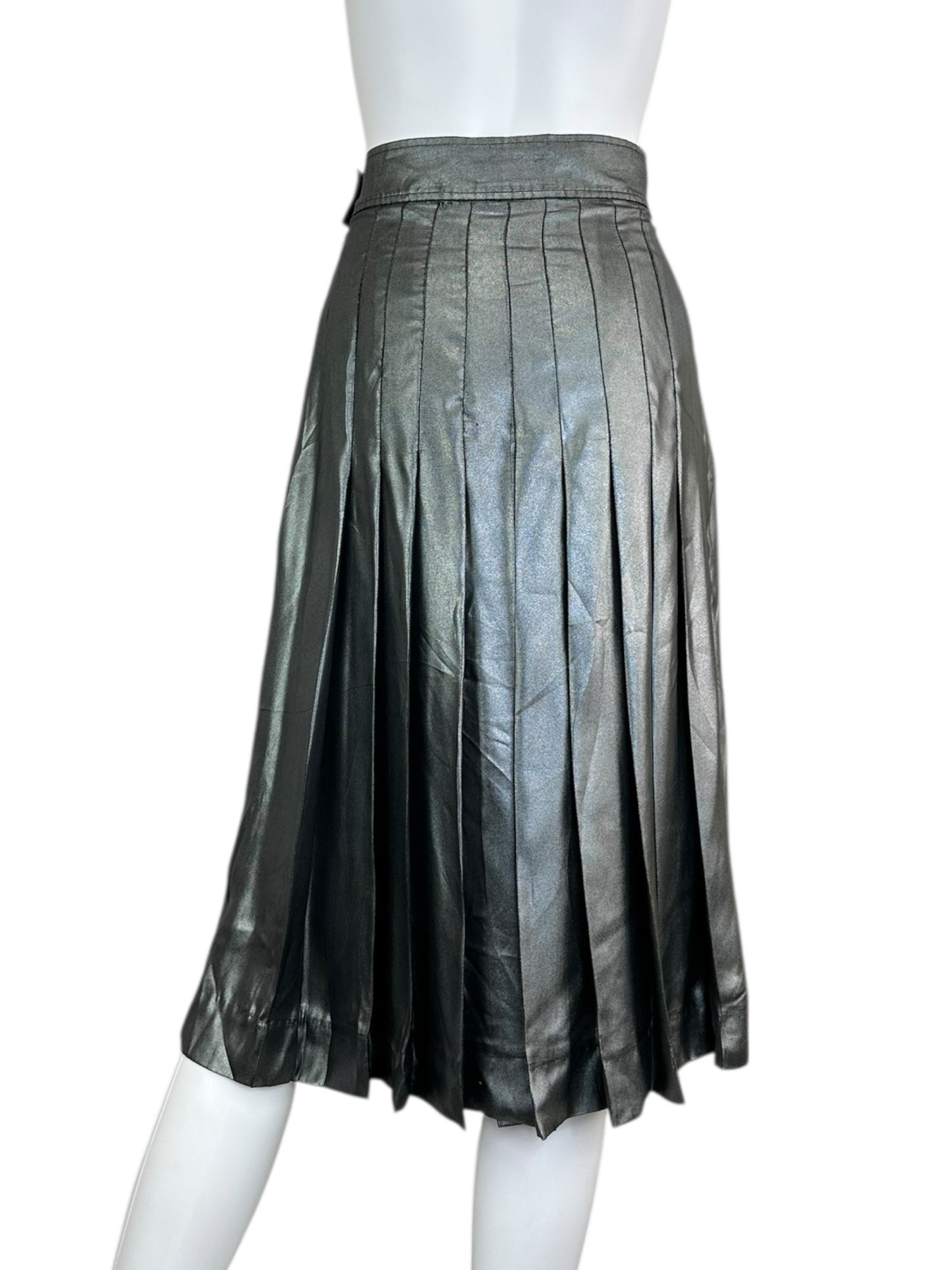 EQUIPMENT Metallic Silver Pleated Culottes Size S