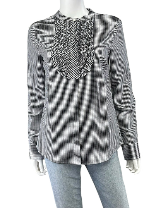 J. Crew Black Gingham Check Button-Down Size 4