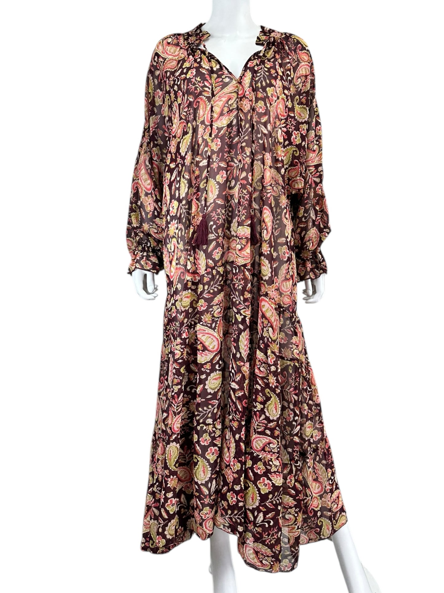 dress forum Burgundy Paisley Mesh Maxi Dress Size L