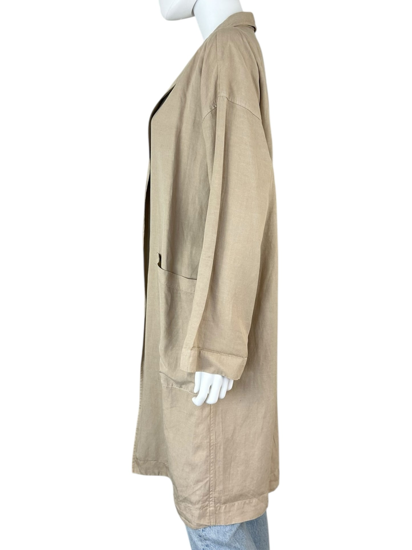 EILEEN FISHER Tan Linen Blend Duster Size S