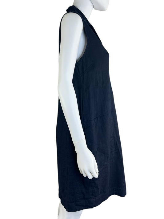 TAHARI Navy Linen Blend Shift Dress Size 14