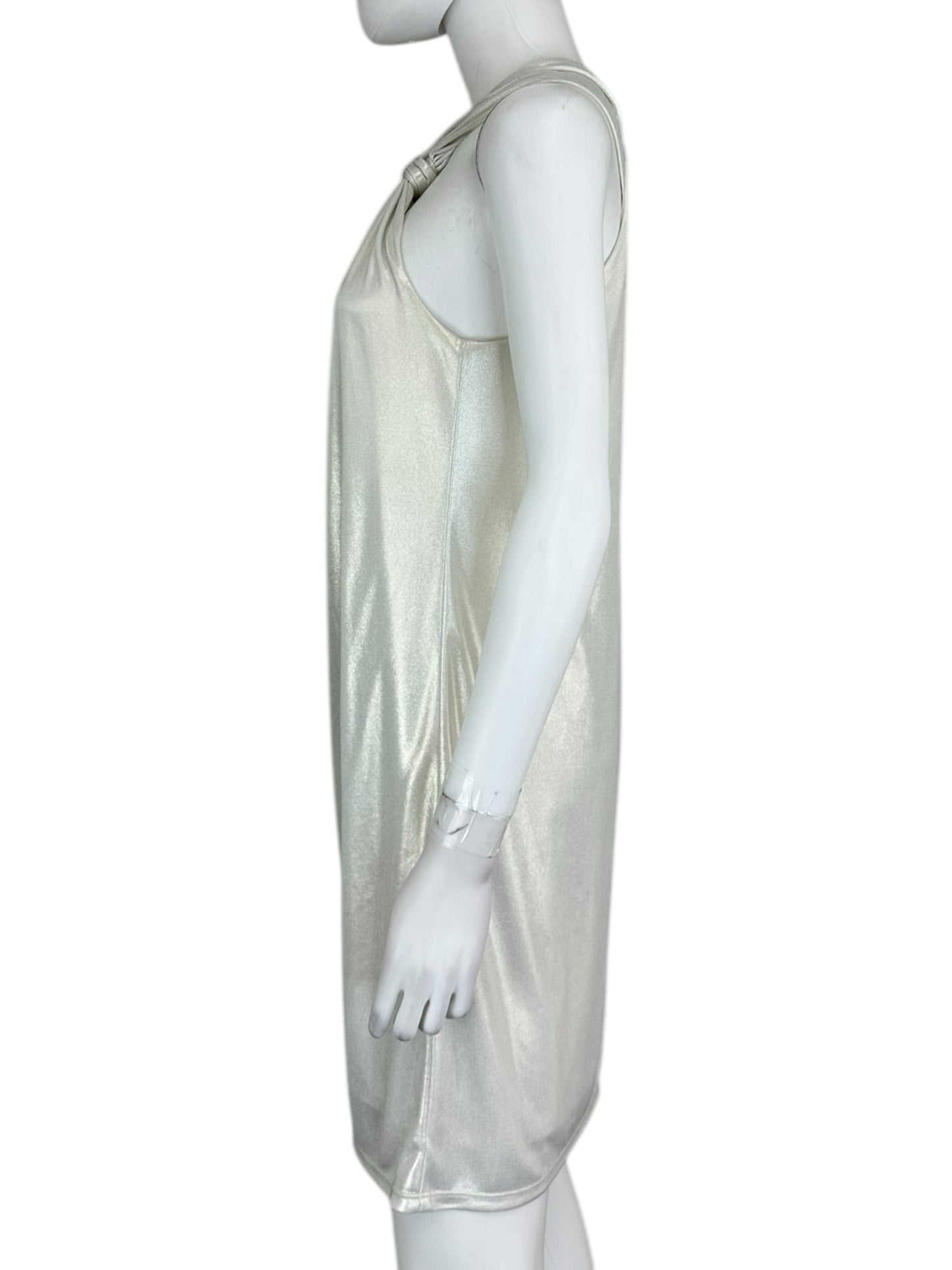HALSTON Champagne Halter Mini Dress Size M