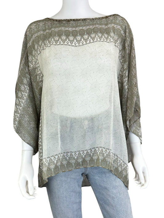 CALYPSO St. Barth 100% Silk White Blouse Size S