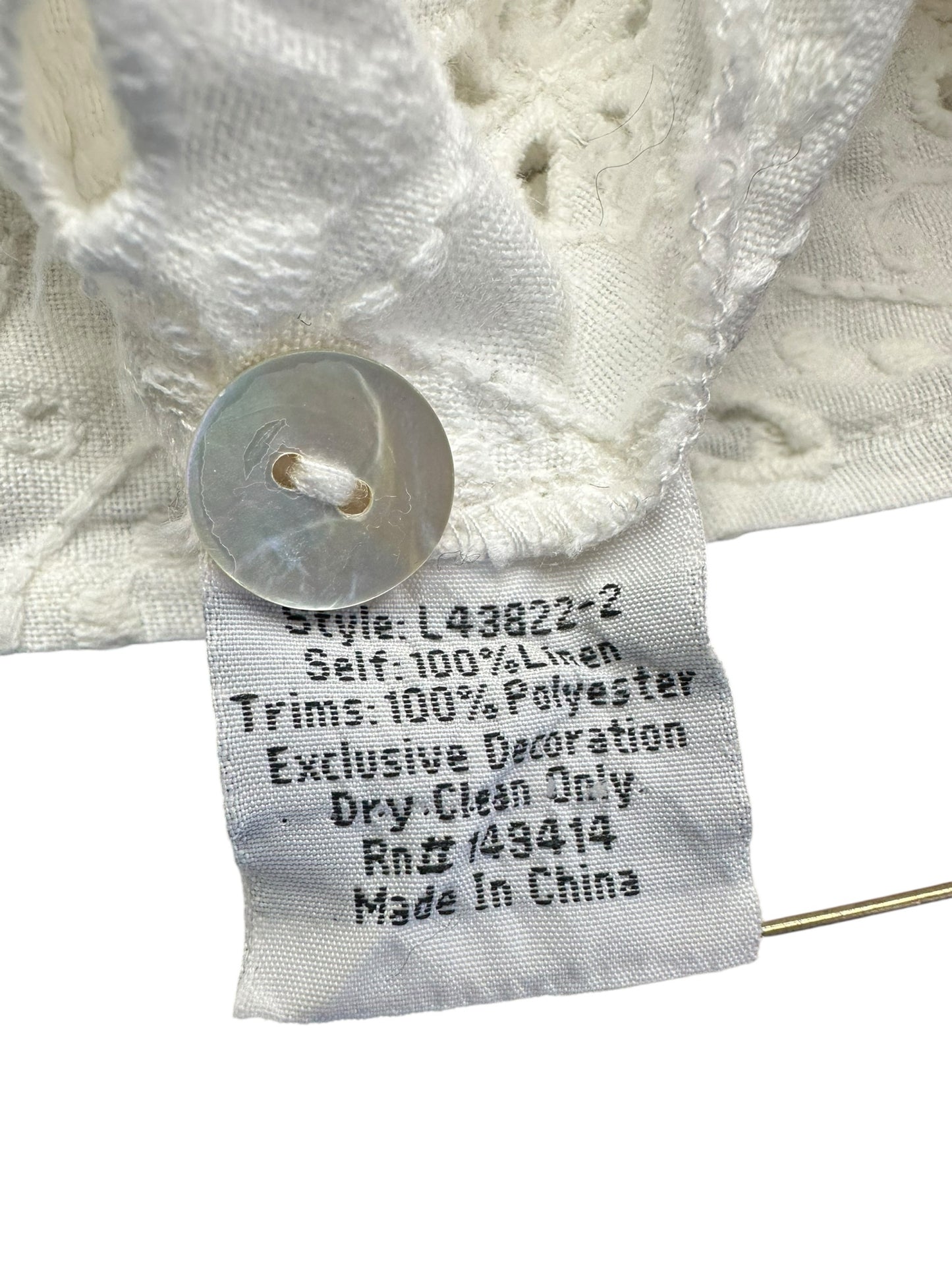Johnny Was JADE White Linen Eyelet Top Size S