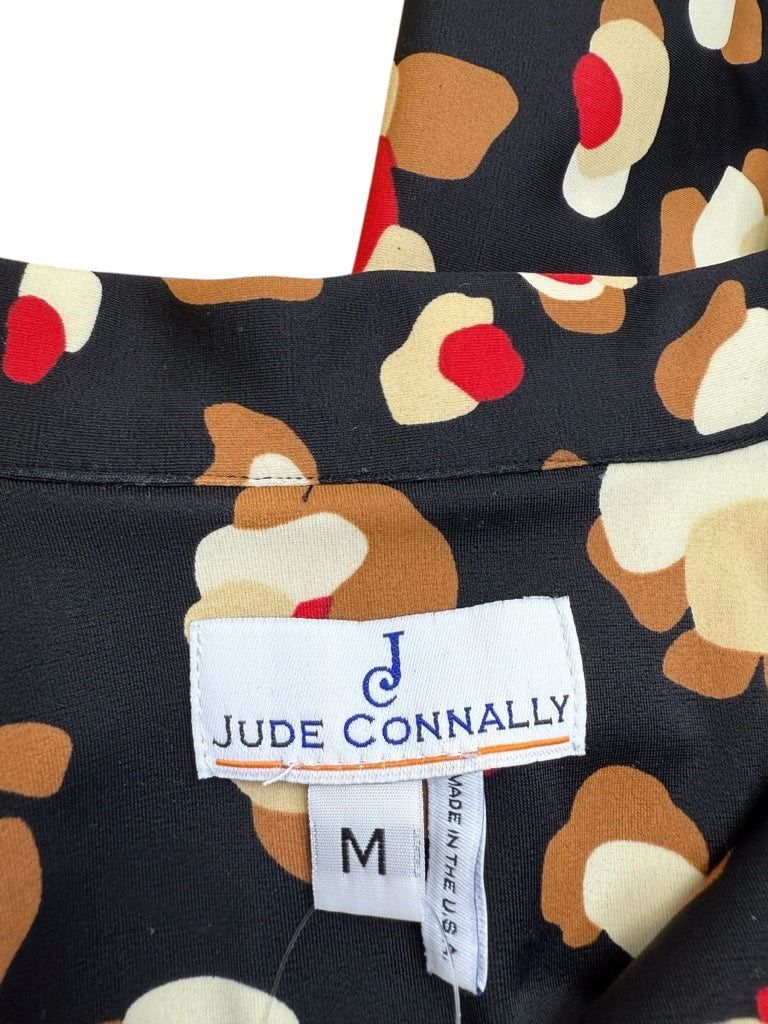 JUDE CONNALLY Black Retro Leopard Print Top Size M