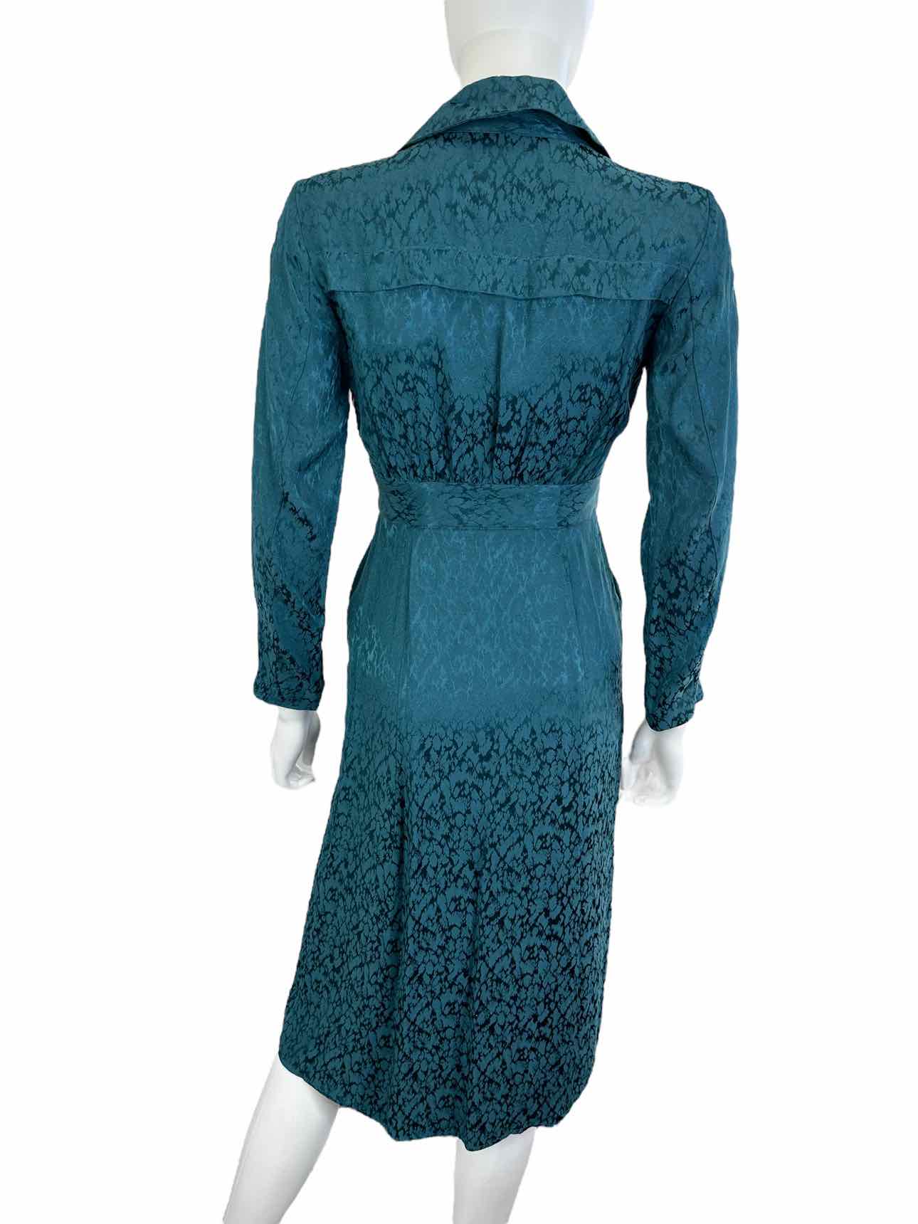 NWT Anthropologie Dark Teal Green Satin Wrap Dress Size 0