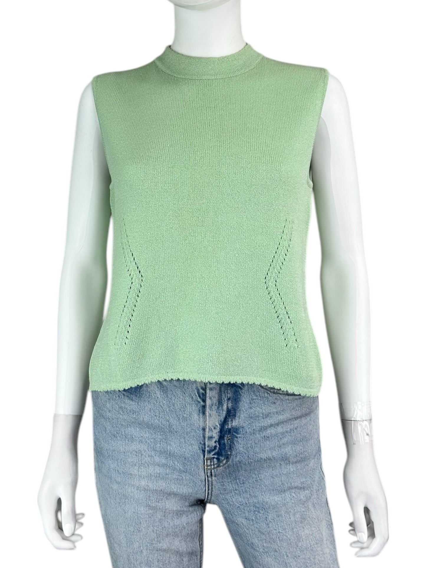 St. John Light Green Knit Tank Size S