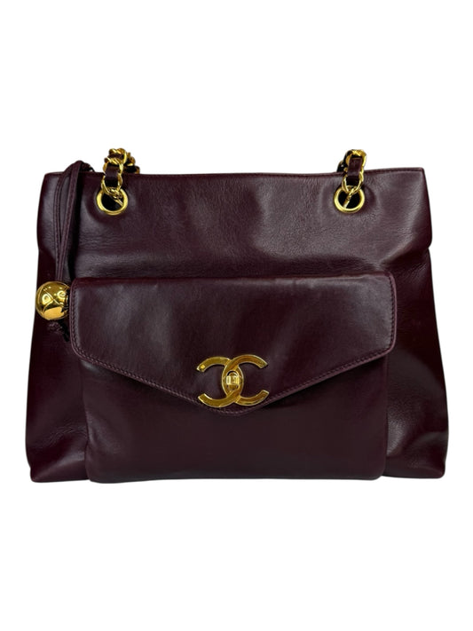 CHANEL Vintage Burgundy Leather Shoulder Bag