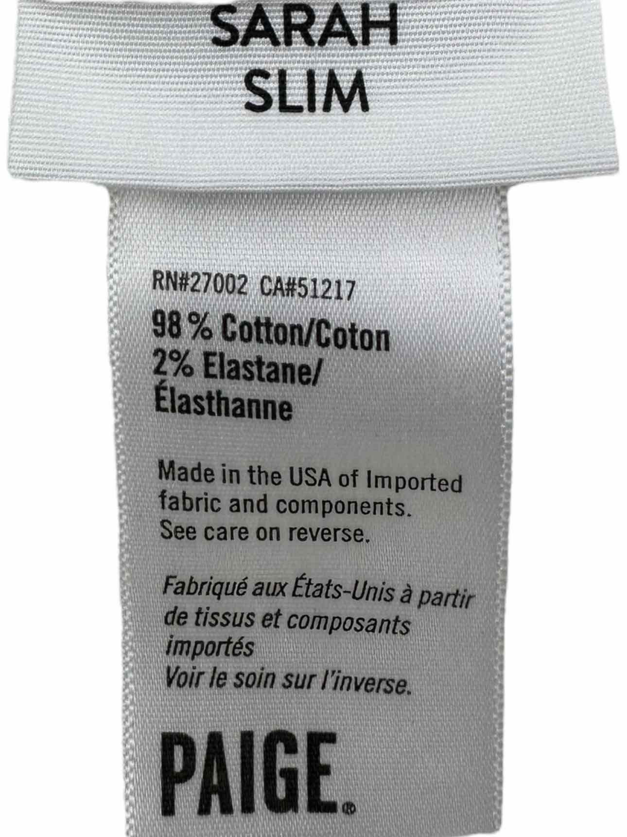 PAIGE White Sarah Slim Jeans Size 27