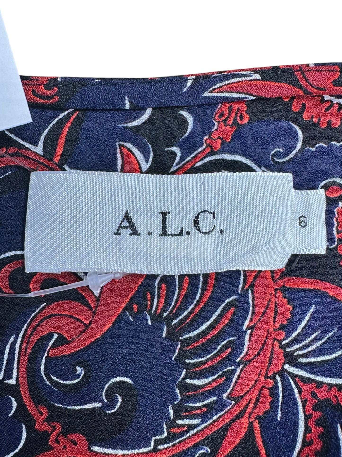 A.L.C Navy and Red Casual Dress 100% SILK Size 6