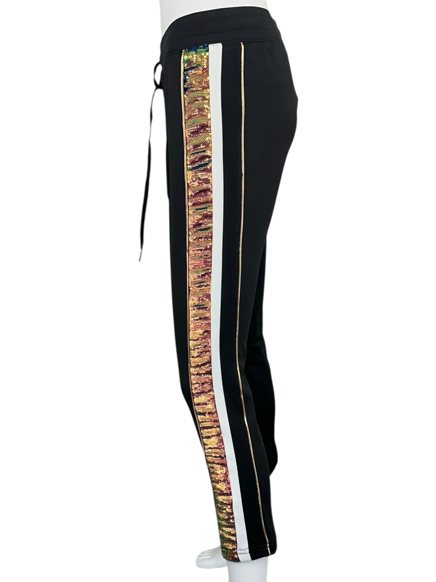 PAM&GELA Black Sequin Trim Track Pants Size S