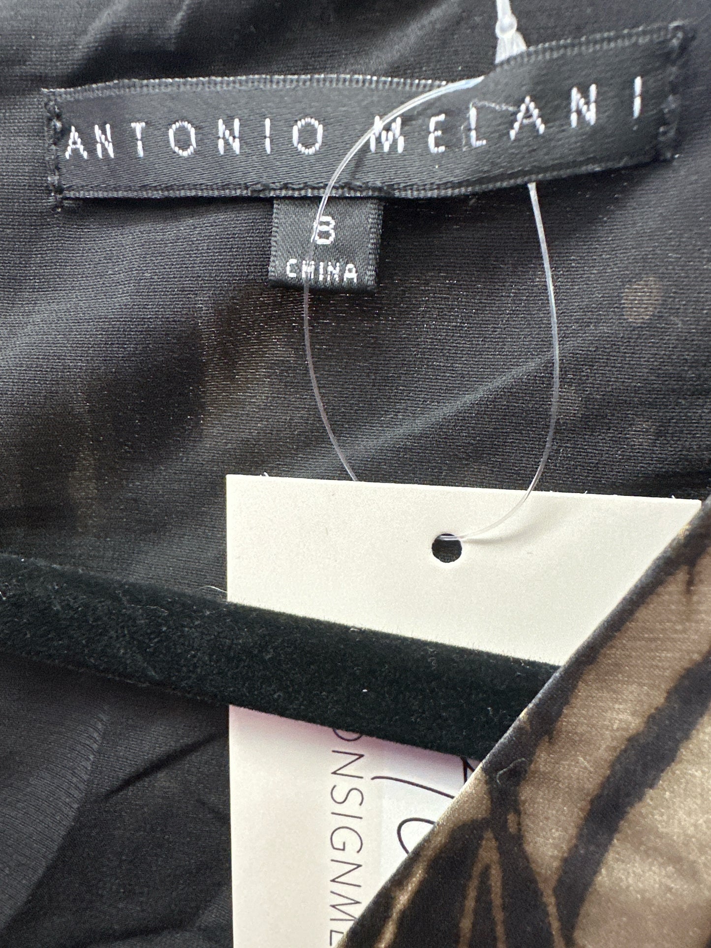 ANTONIO MELANI Black Satin Print Dress Size 8