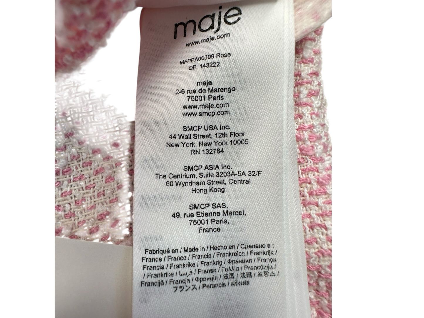 maje Pink Pirose Tweed Wide Leg Trousers Size 36