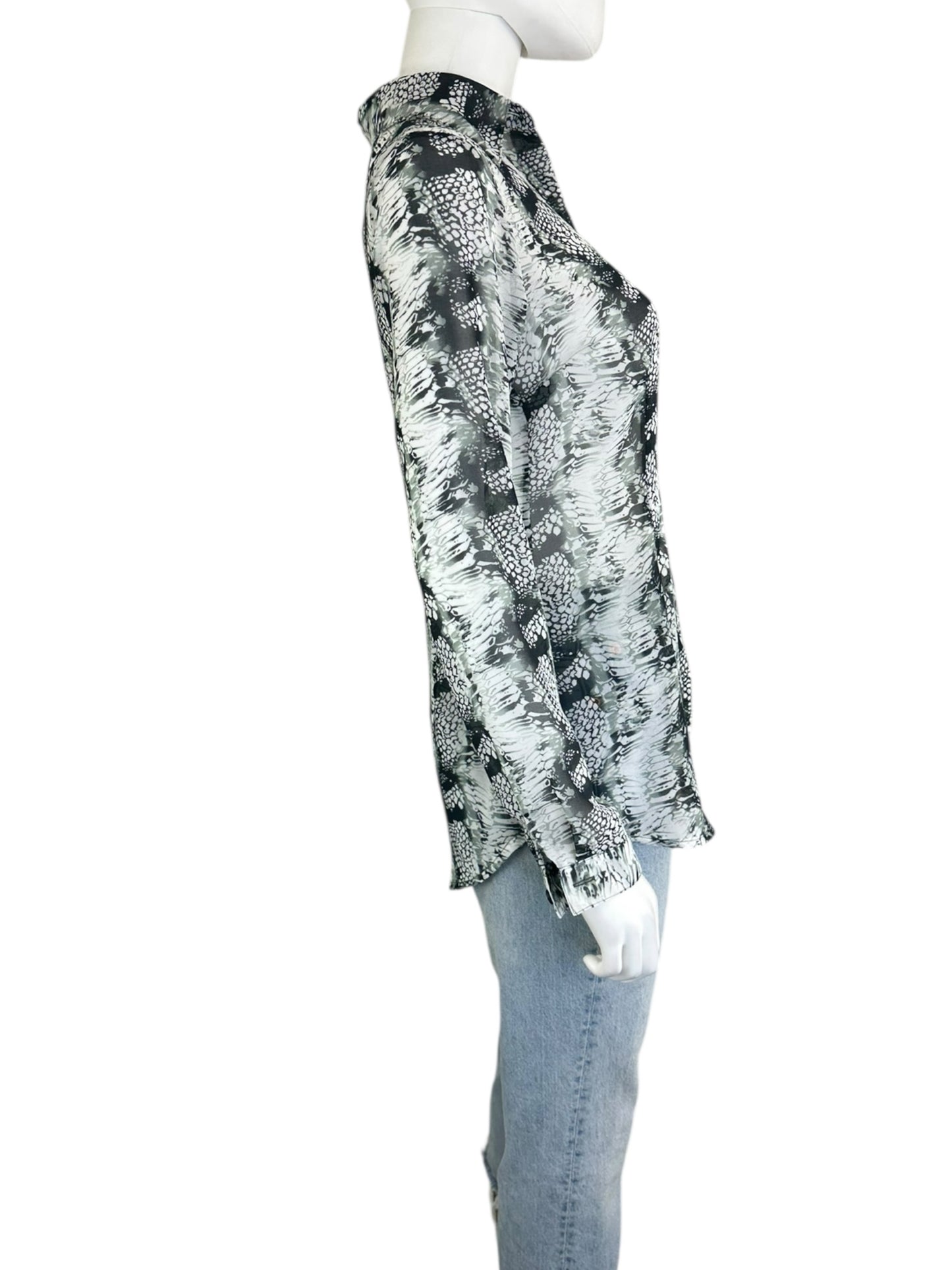 Cabi Black And White Sheer Button-Down Size XS