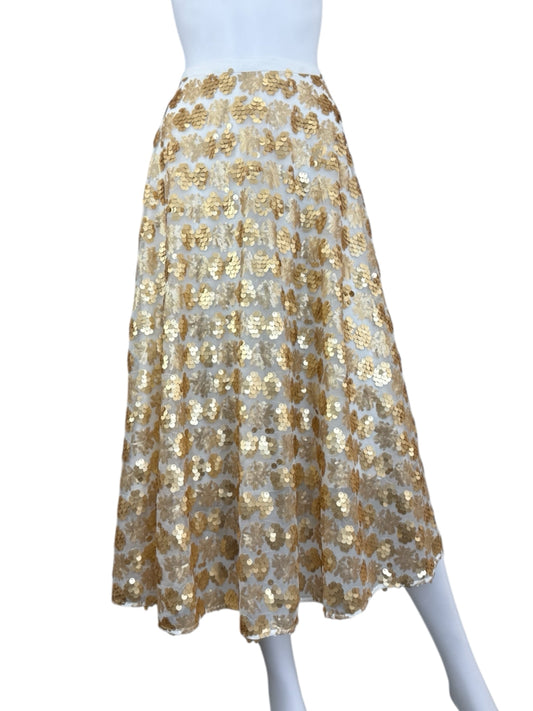 Seen WORN kept NWT Gold Sequin Amanda Midi Skirt Size 10