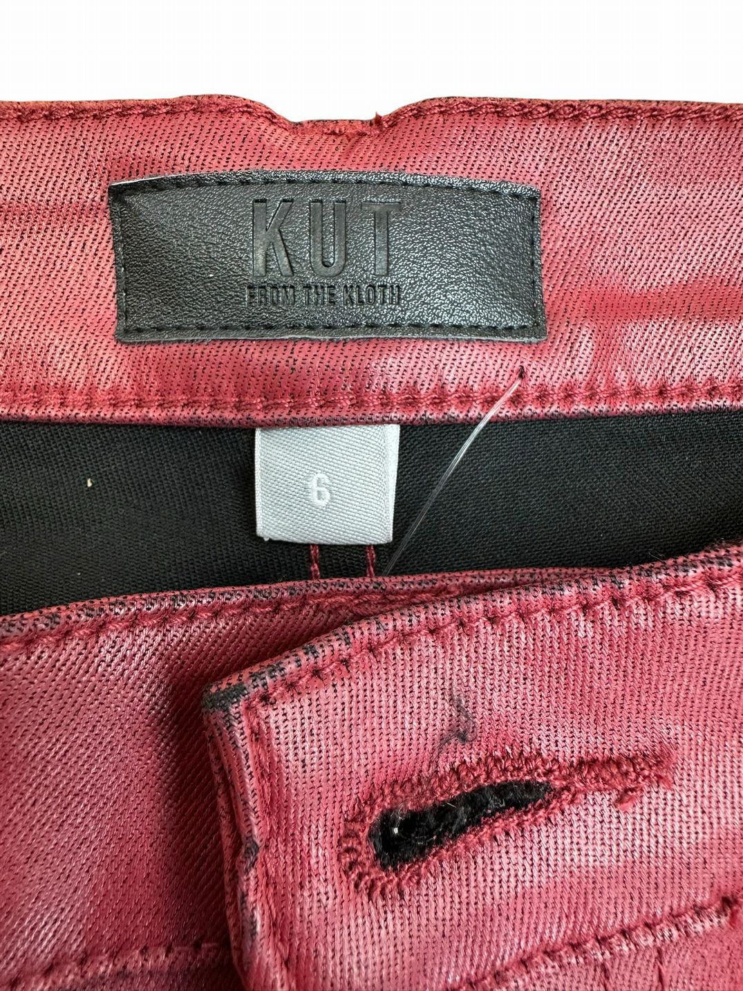 KUT from the Kloth NWT Burgundy Coated Kelsey Crop Boot Jeans Size 6