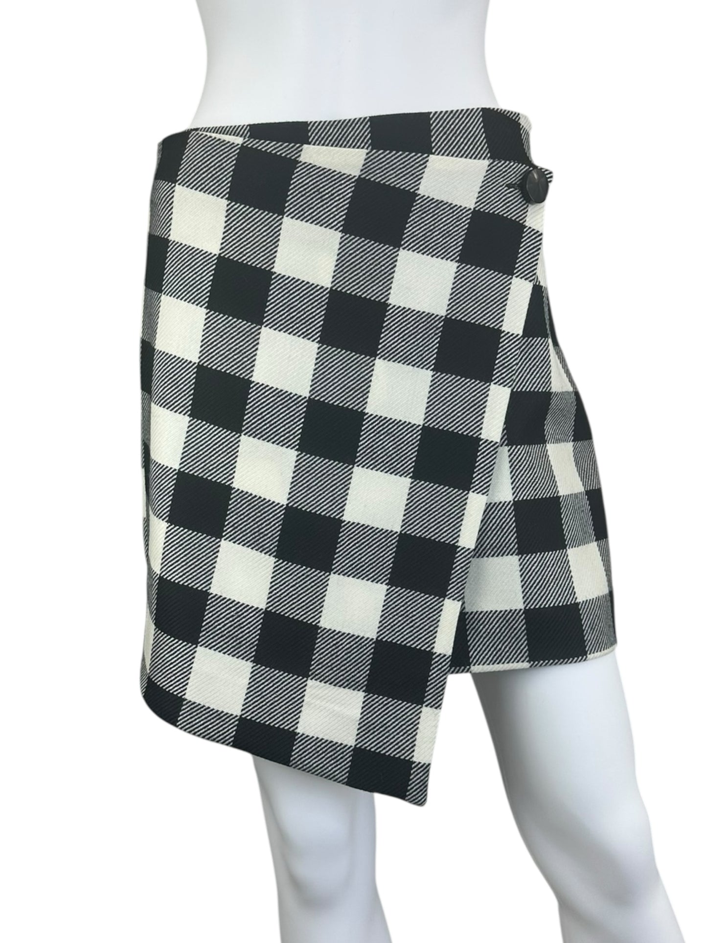 MILLY 100% Virgin Wool Black Plaid Skirt Size 2