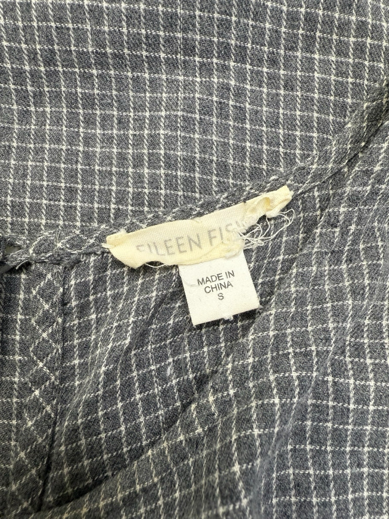EILEEN FISHER Gray Plaid Blouse Size S