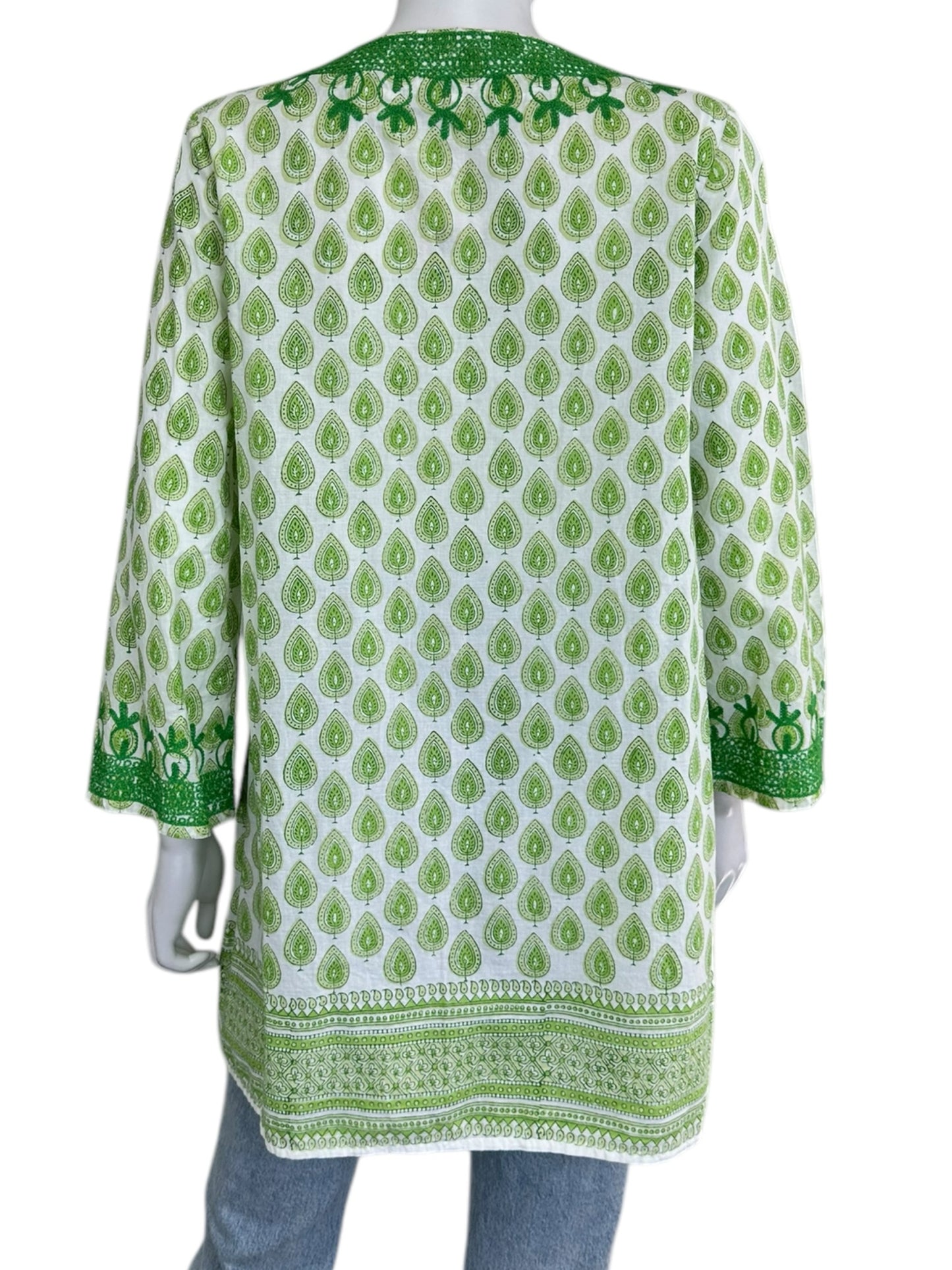 POMEGRANATE Green Patterned Tunic Size L