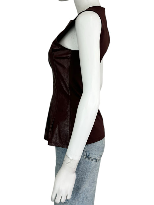 Theory 100% Lamb Leather Burgundy Tank Size 2