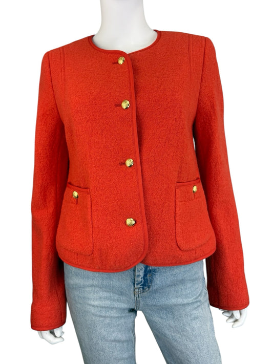 Talbots Orange Berkshire Wool Blend Cropped Jacket Size 8