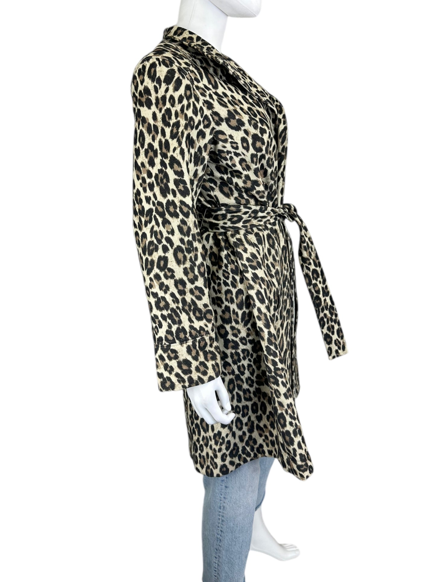chicos Brown Leopard Print Coat Size S