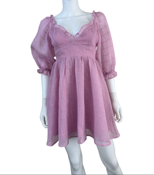 STORIA NWT Pink Plaid Babydoll Dress Size M