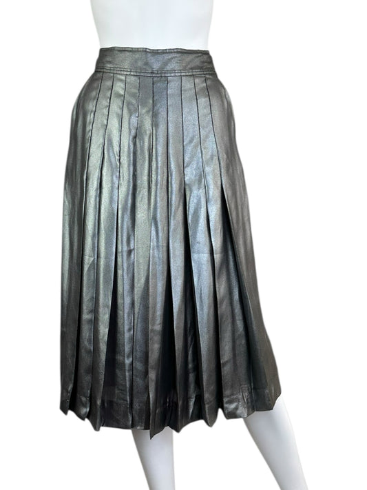 EQUIPMENT Metallic Silver Pleated Culottes Size S