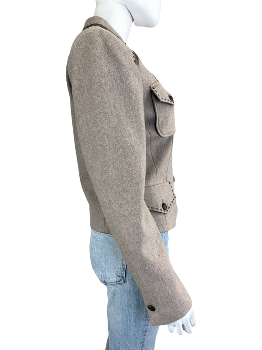 Spanner Cropped Beige Button Up Collard Coat Size 4