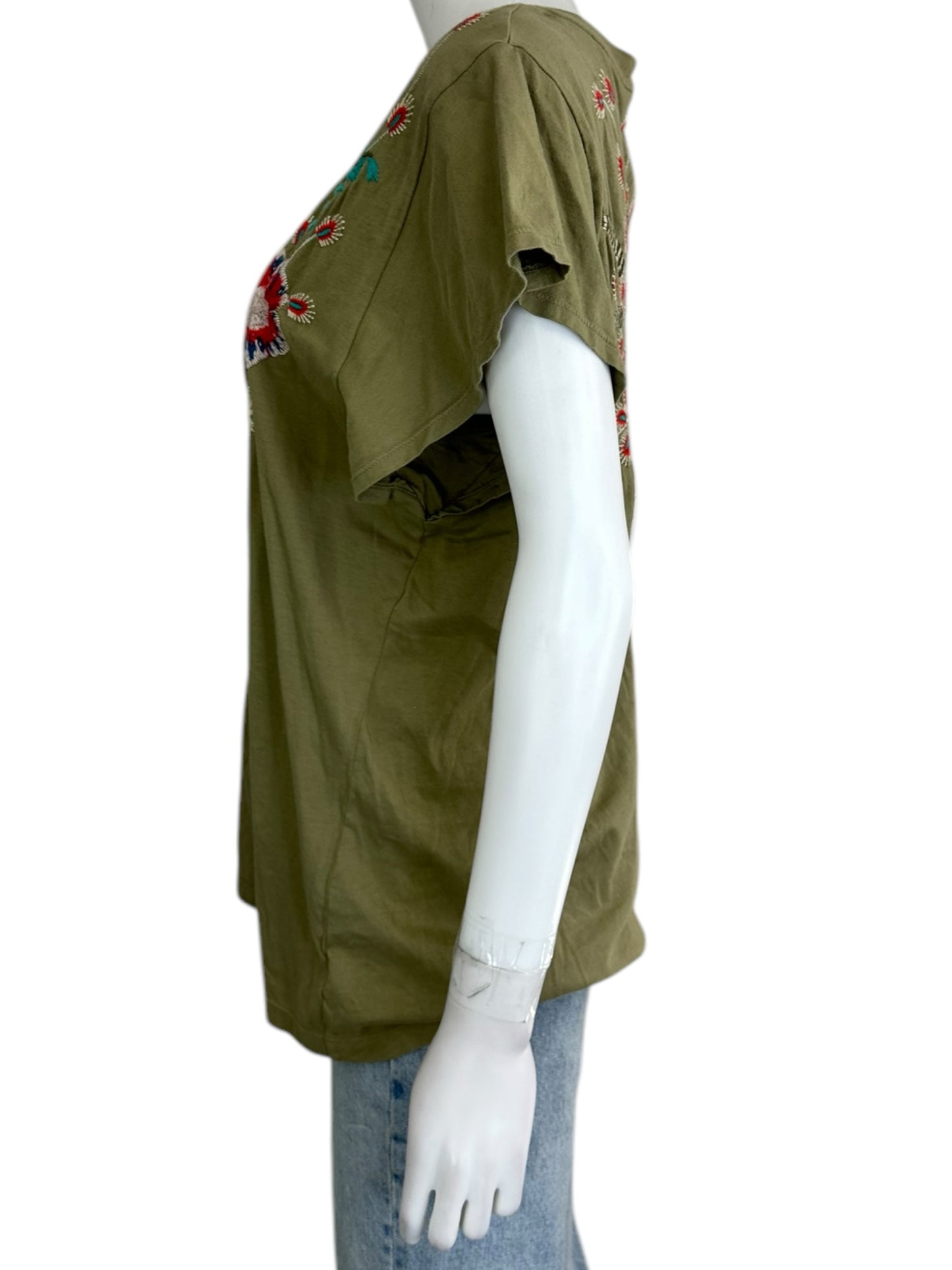 Johnny Was Green Embroidered Blouse Size L