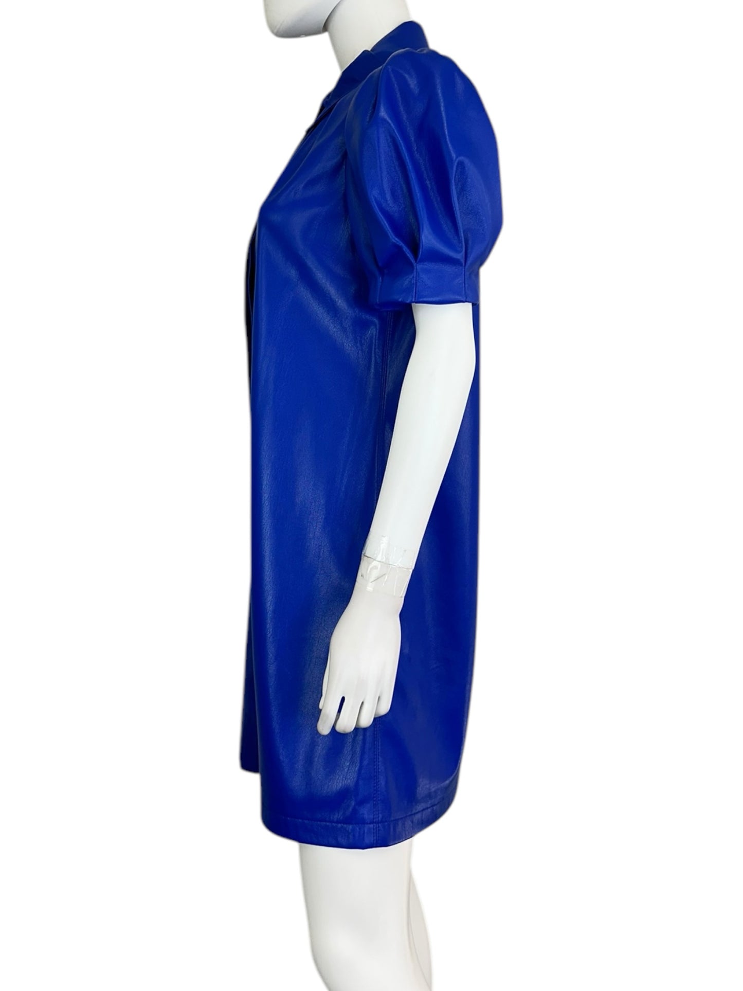 alice & olivia Blue Faux Leather Mini Dress Size M