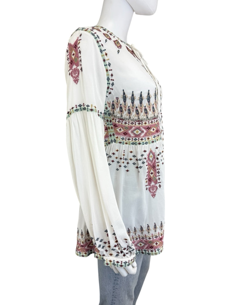 Johnny Was NWT 100% Silk Embroidered Deliza Blouse Size S