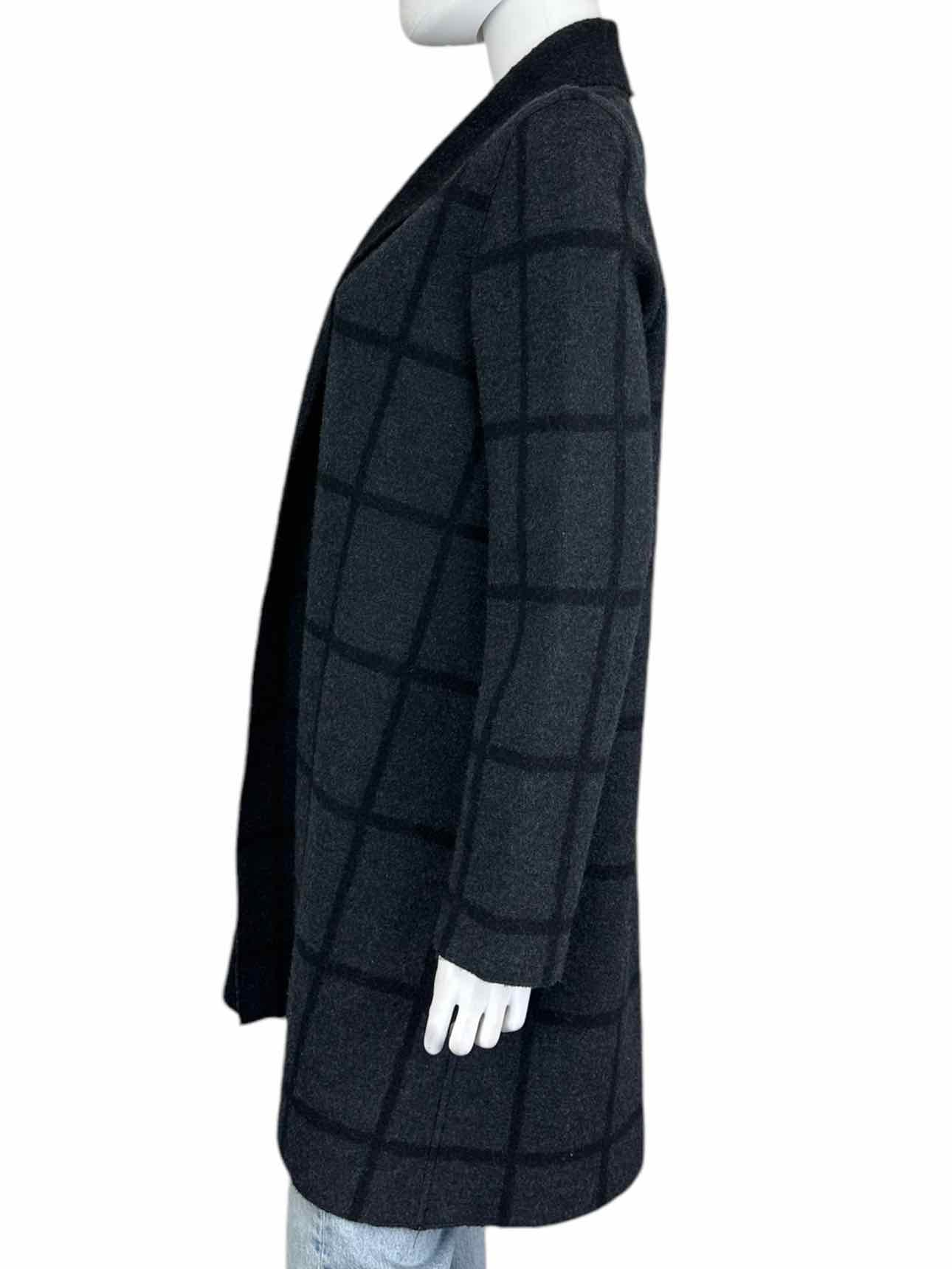 EILEEN FISHER Black Check 100% Wool Check Coat Size S