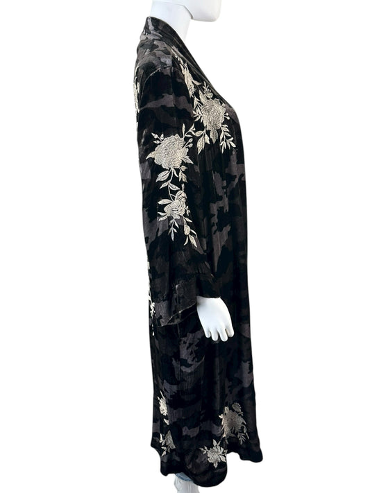 Johnny Was Santal Camouflage Velvet Duster Cardigan Size M