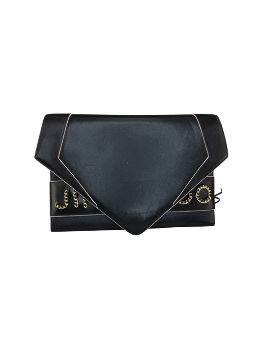 JIMMY CHOO Black Leather Oversized Sierra Convertible Cluch Handbag