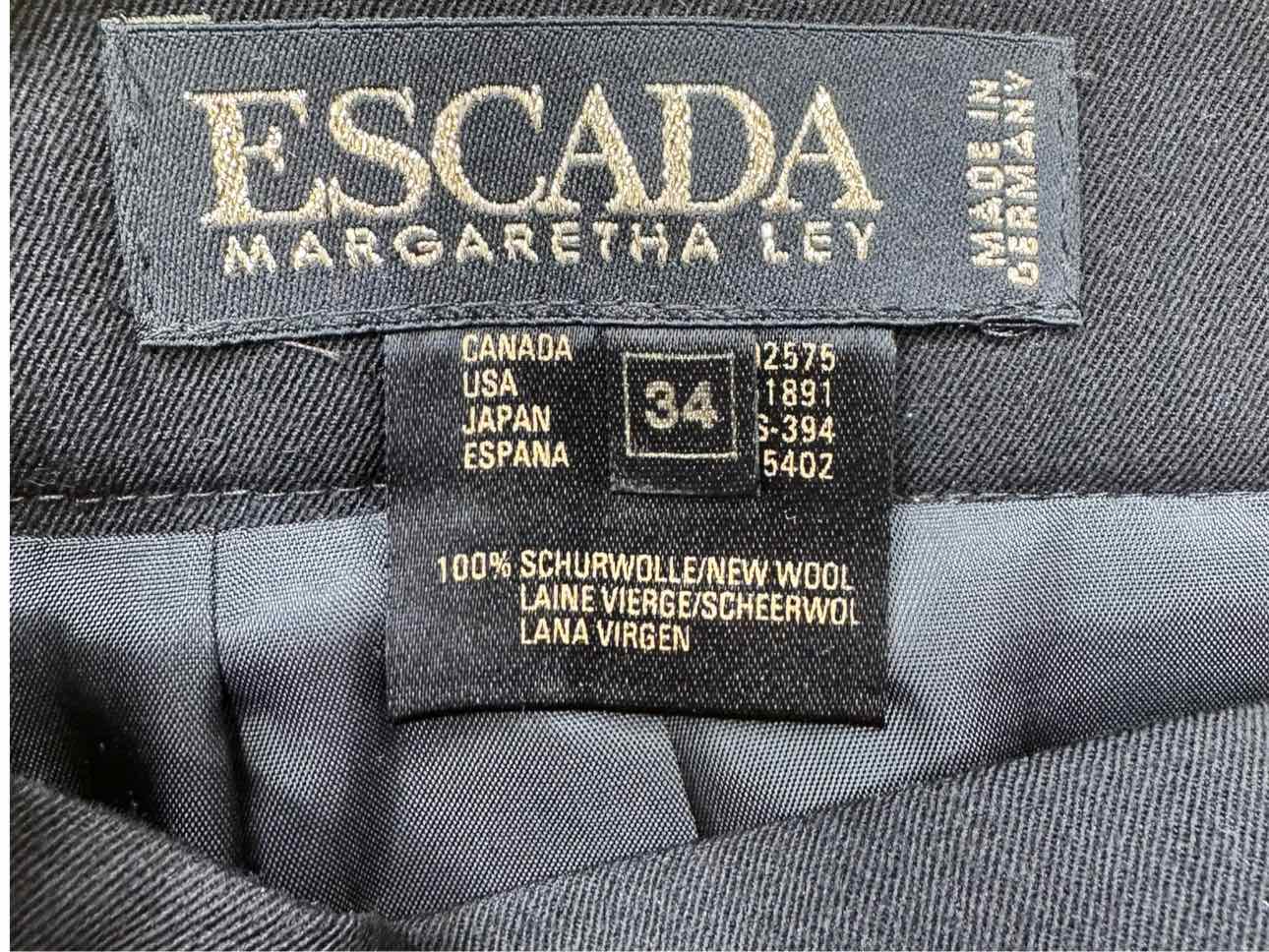 ESCADA Black 100% Virgin Wool Midi Skirt Size 34