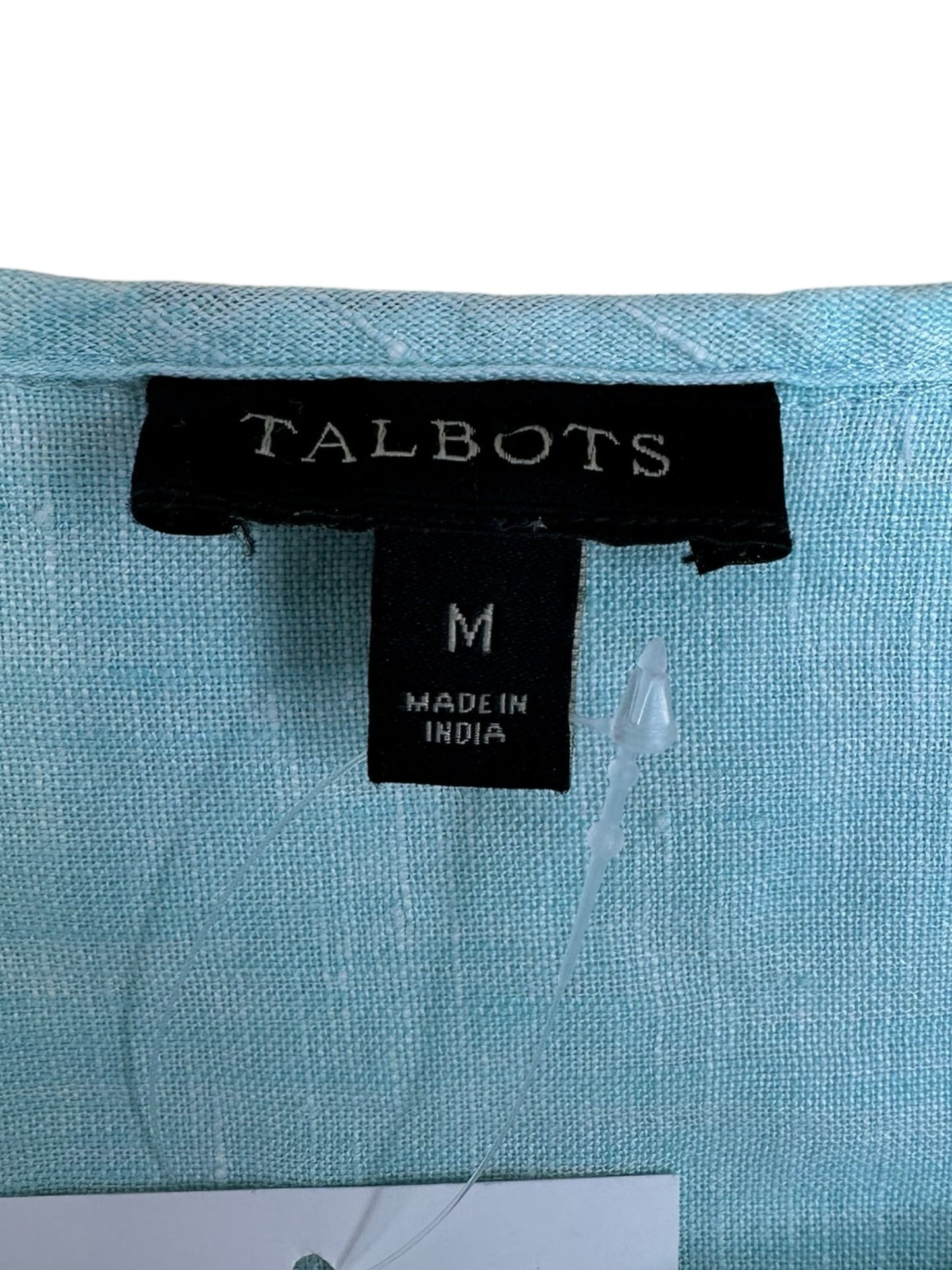 Talbots 100% Linen Aqua Button-Down Shirt Size M