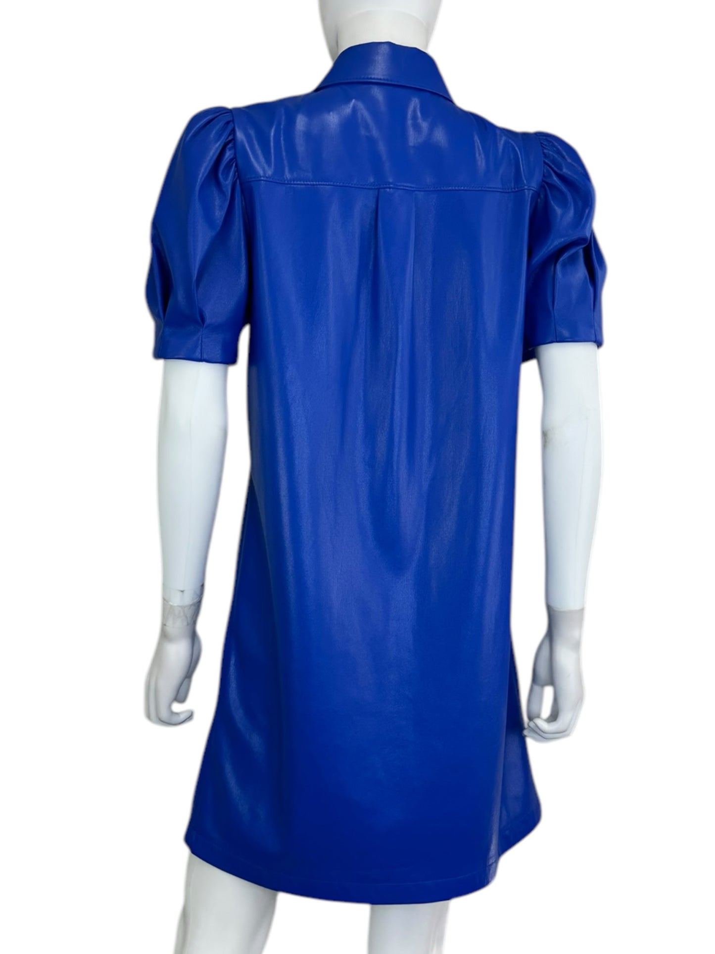 alice & olivia Blue Faux Leather Mini Dress Size M