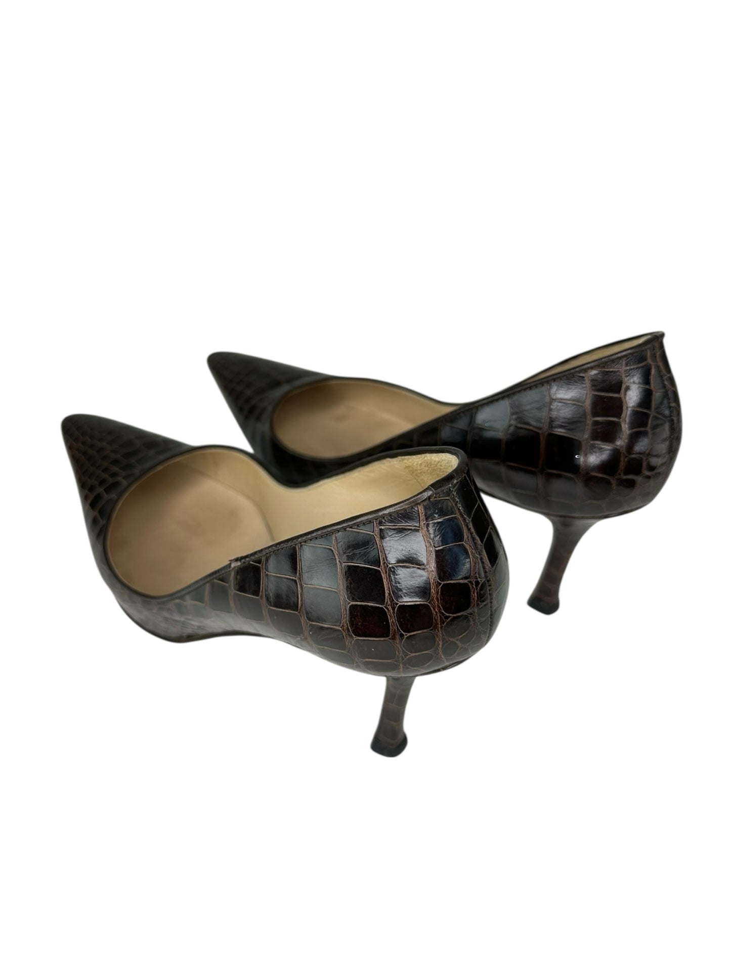 Manolo Blahnik Brown Crocodile Pumps Size 38.5