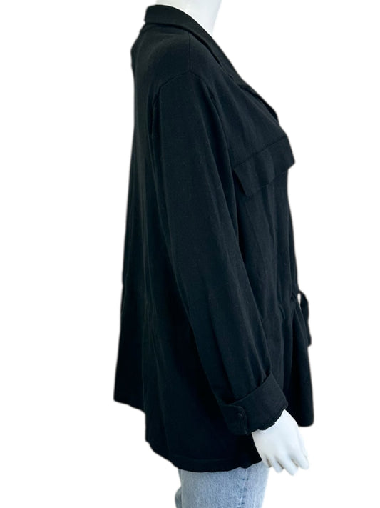 NIC & ZOE Black Knit Button-down Shirt Size XL