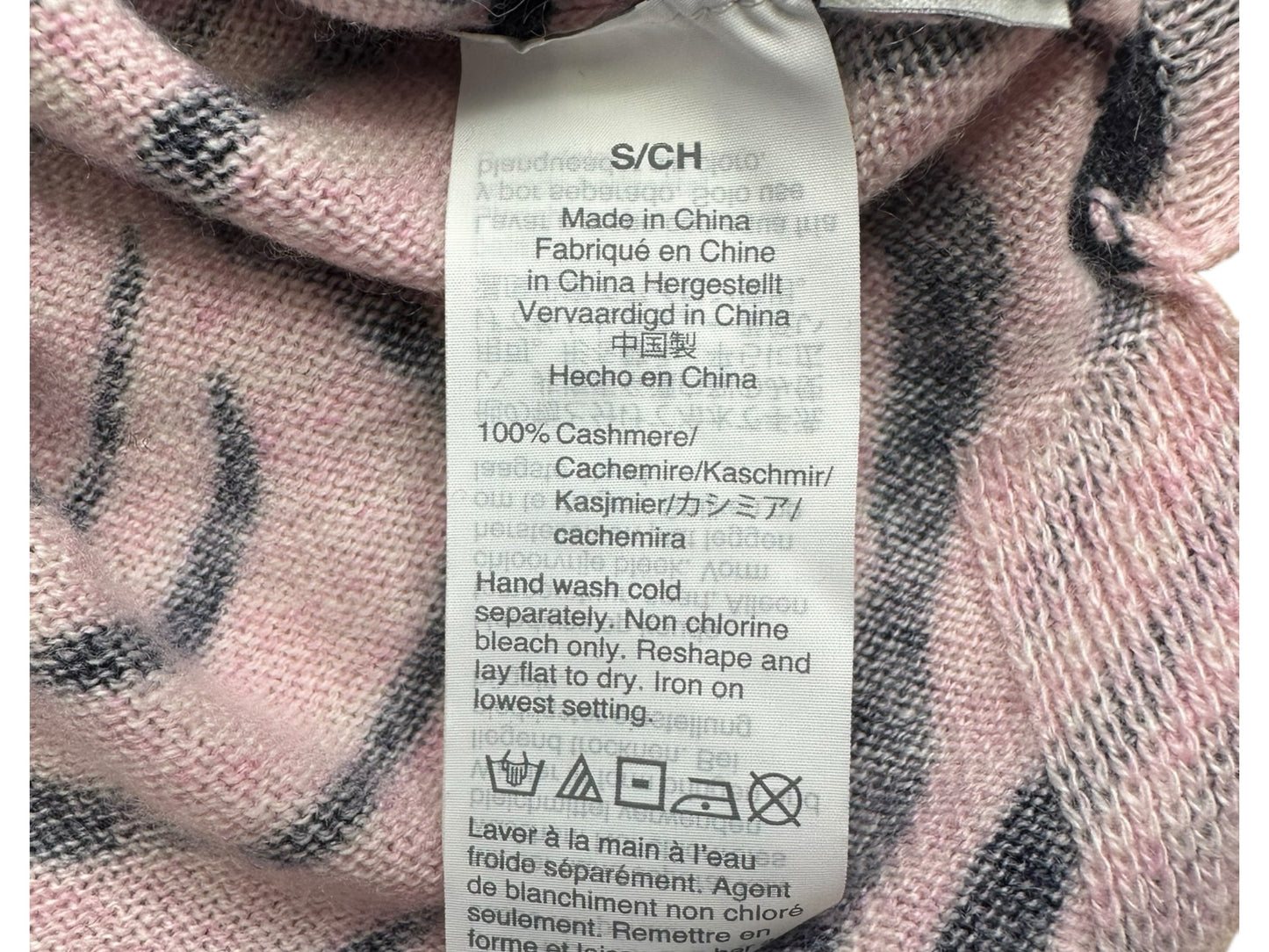J. Crew Pink 100% Cashmere Zebra Stripe Sweater Size S
