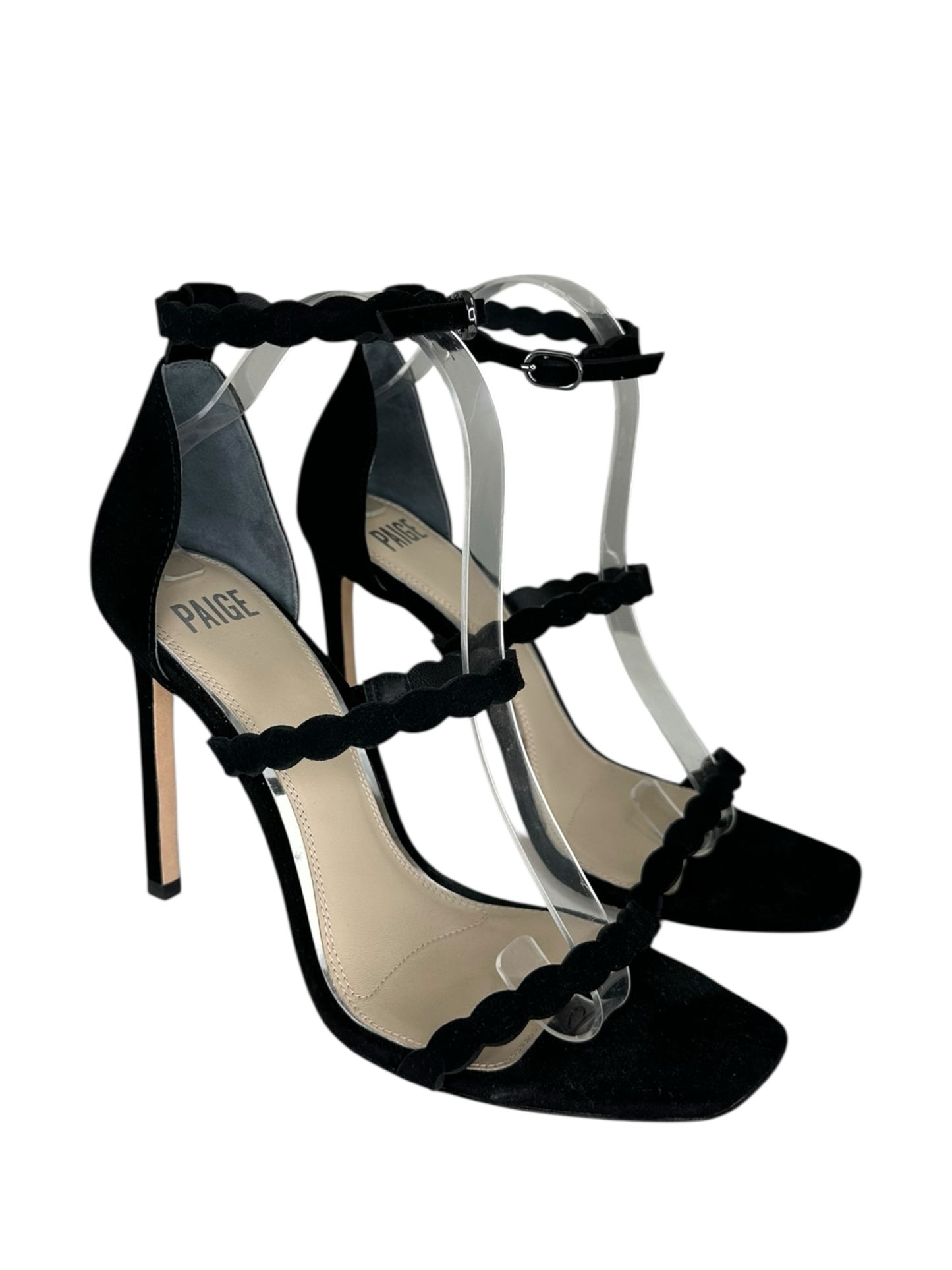 PAIGE Black Suede Scalloped Pumps Size 9