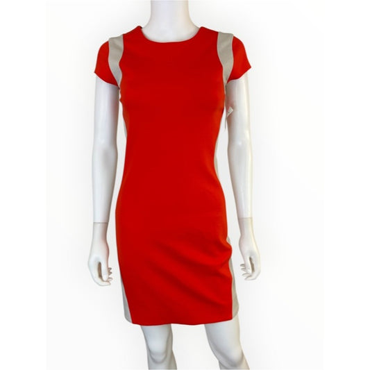 DVF NWT Blood Orange Pele Color-block Sheath Dress Size 2
