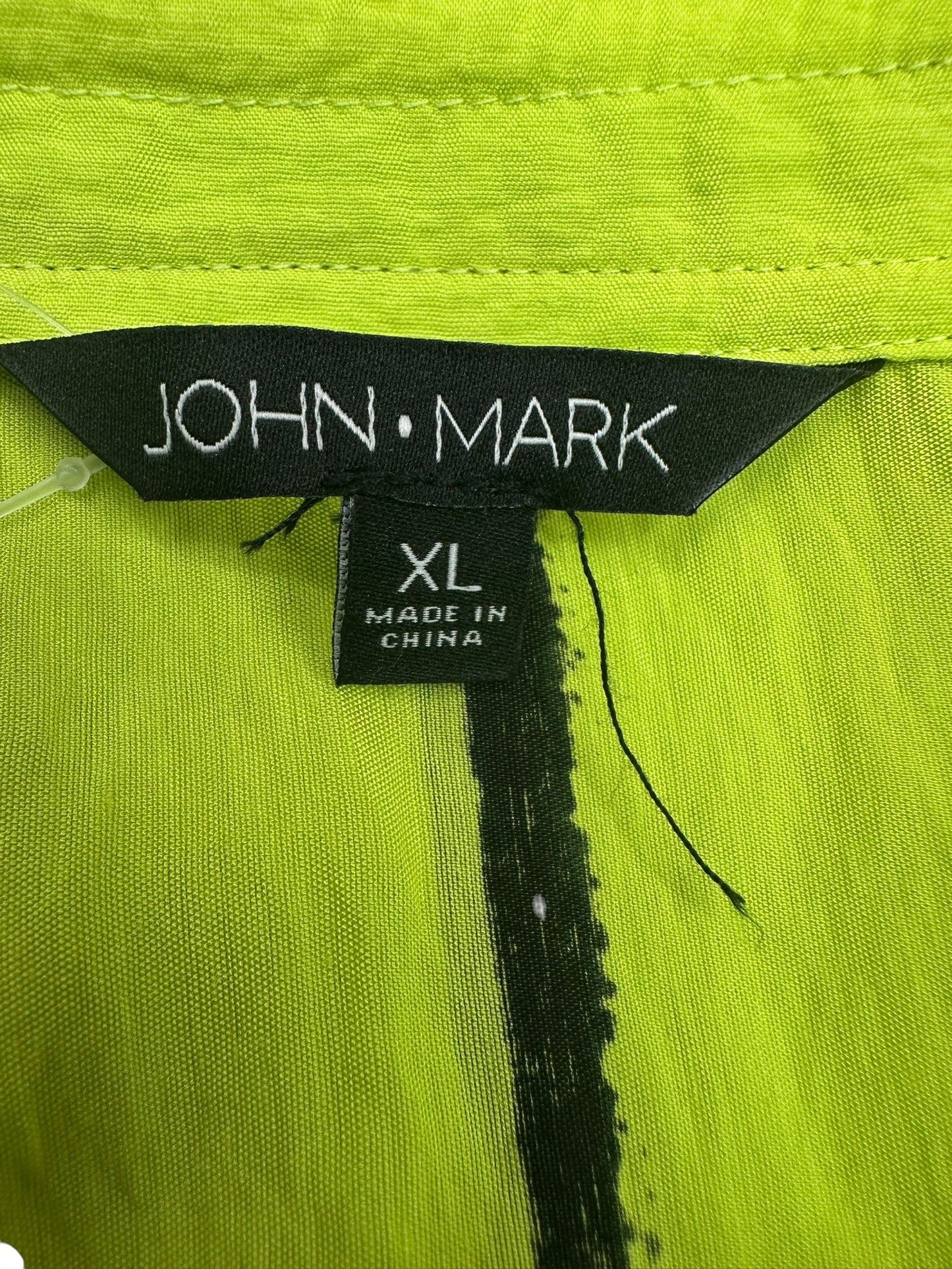 JOHN MARK NWT Neon Green Tunic Button Down Shirt Size L