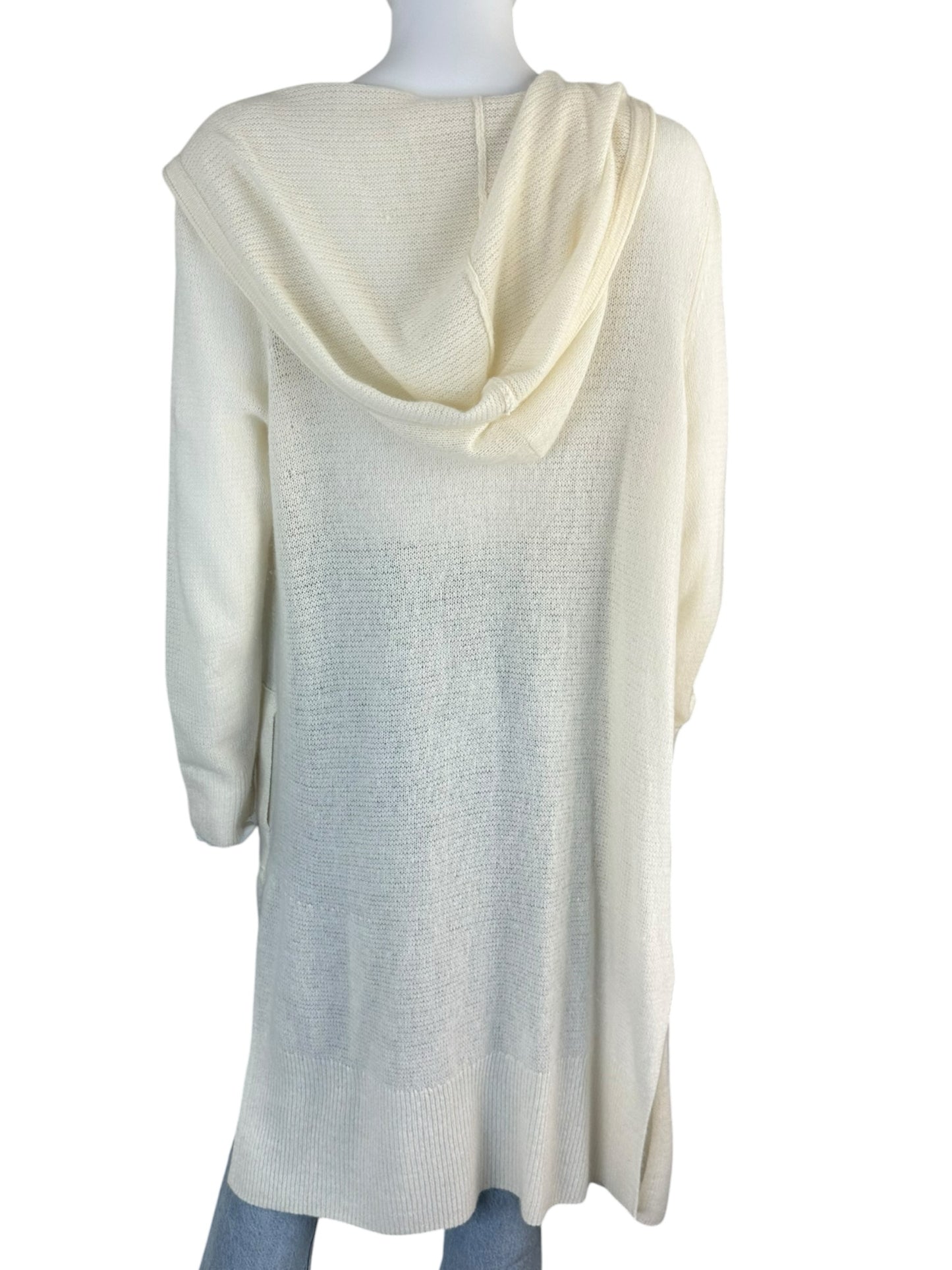 WHITE + WARREN Ivory 100% Cashmere Sweater Cardigan Size L