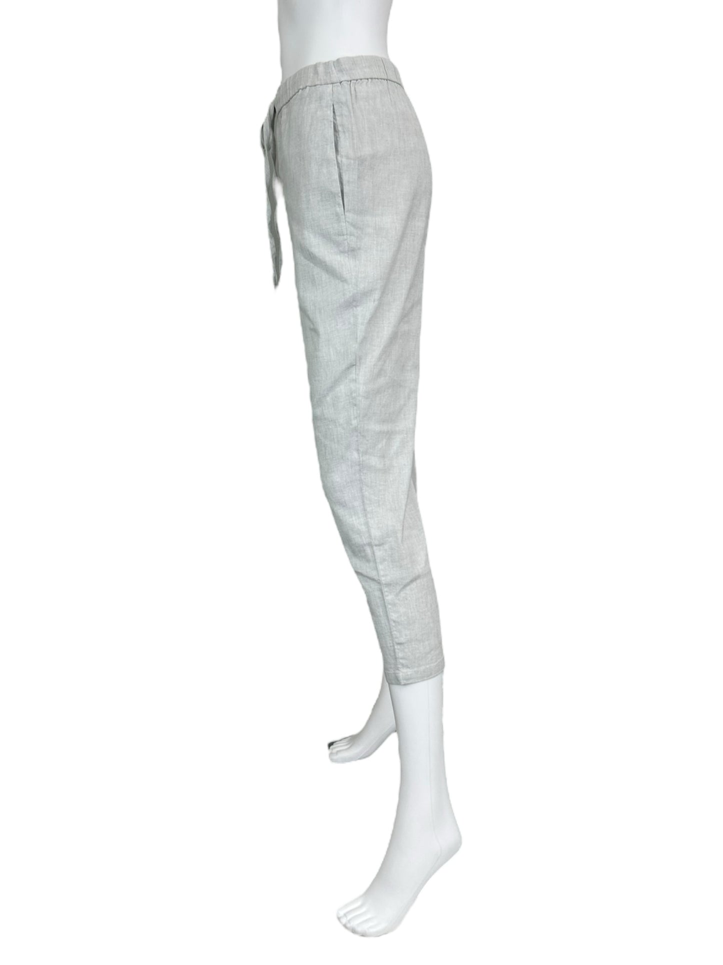 Theory Grey 100% Linen Cropped Pants Size S