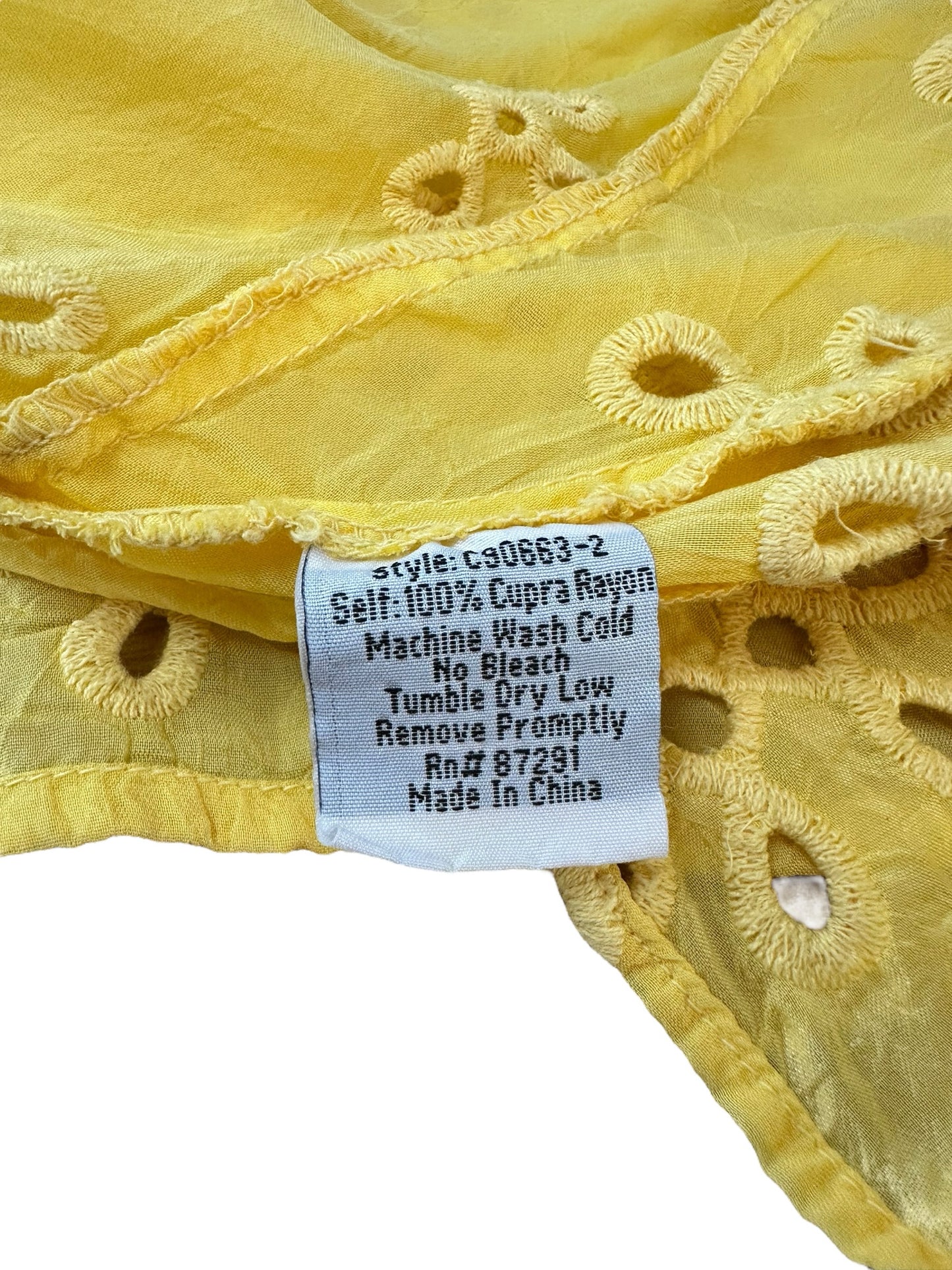 Johnny Was Yellow Eyelet Blouse Size M